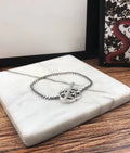 GUCCI STERLING SILVER BRITT  DOUBLE G BRACELET