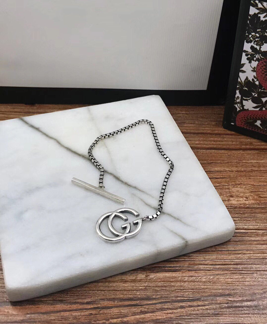 GUCCI STERLING SILVER BRITT  DOUBLE G BRACELET