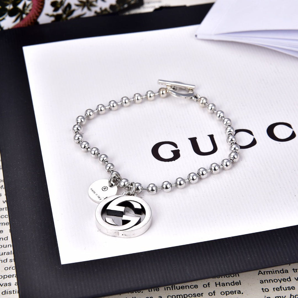 GUCCI BOULE PLATED SILVER CHARM BRACELET