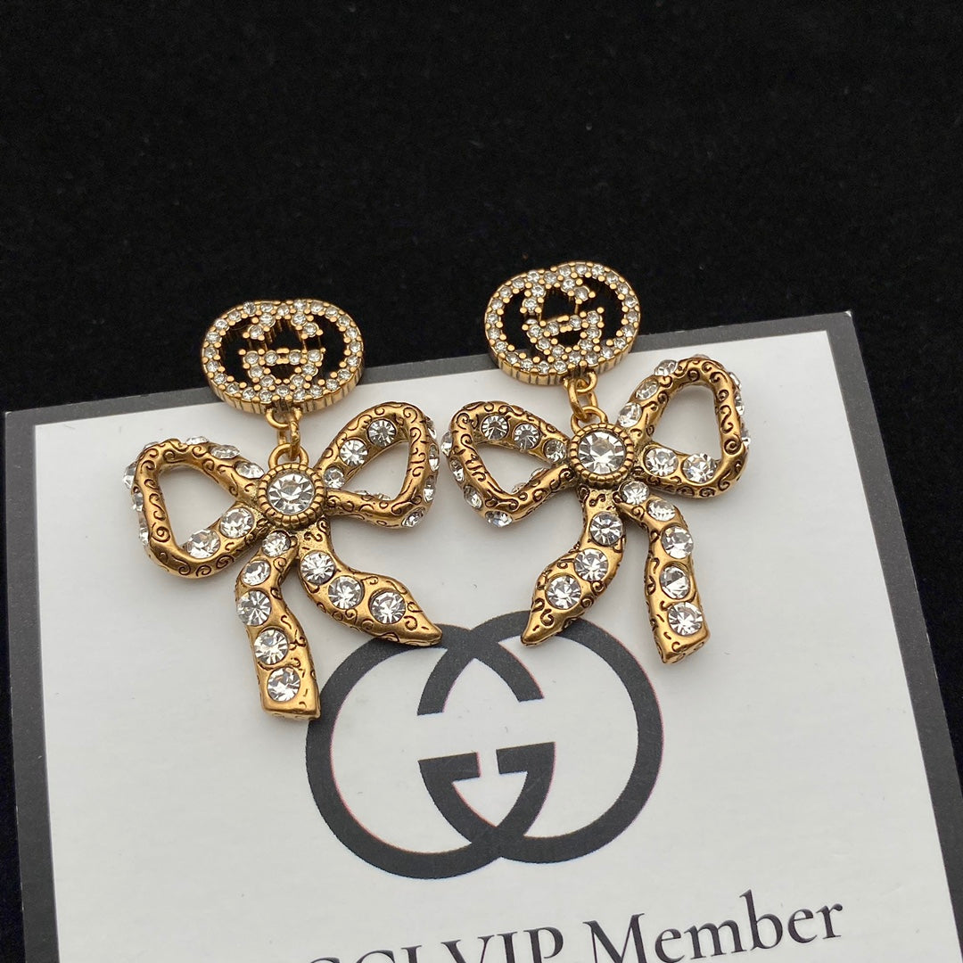 GUCCI BOW EARRINGS GOLD