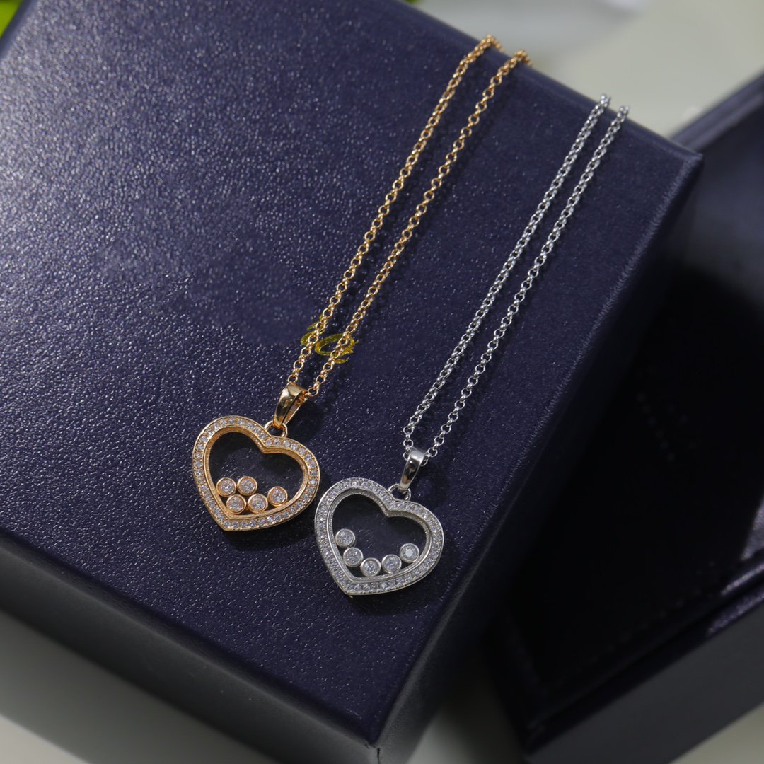 CHOPARD HAPPY HEART NECKLACE PINK GOLD DIAMOND