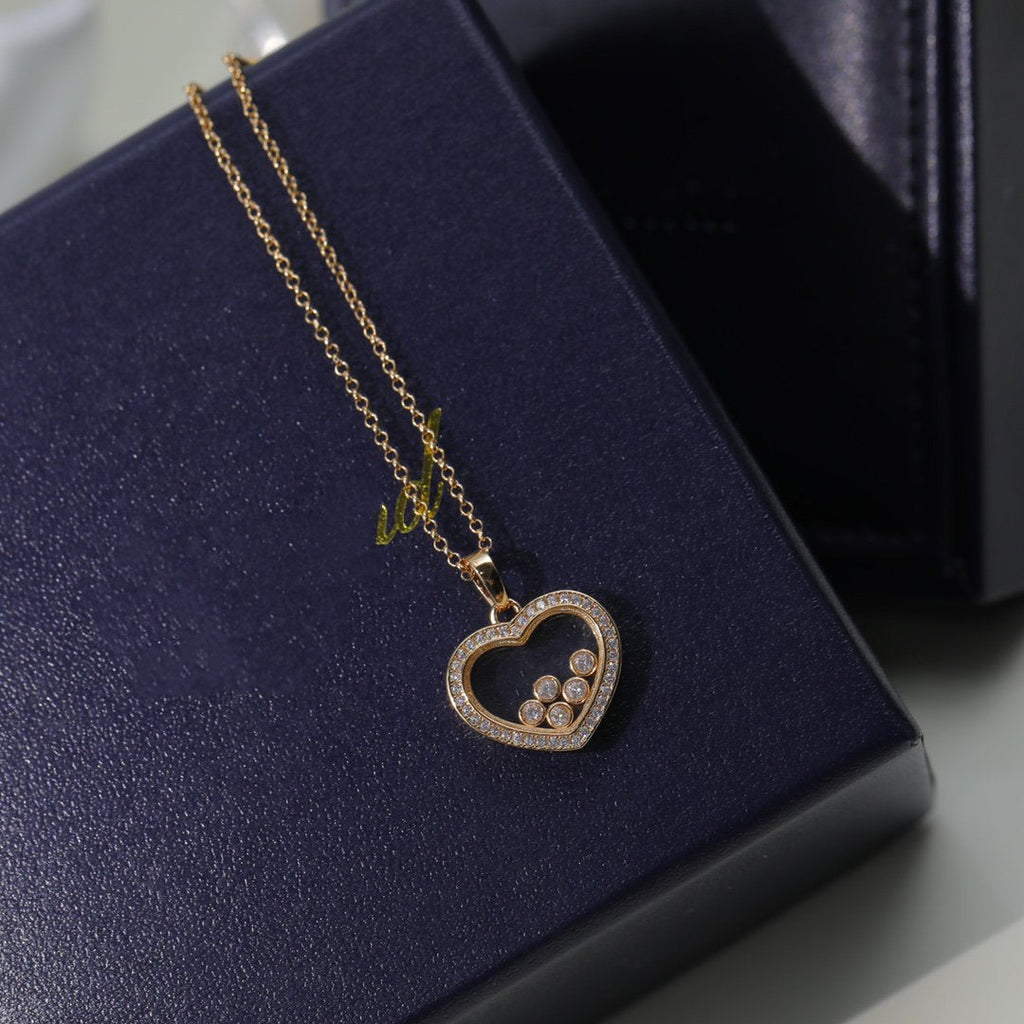 CHOPARD HAPPY HEART NECKLACE PINK GOLD DIAMOND