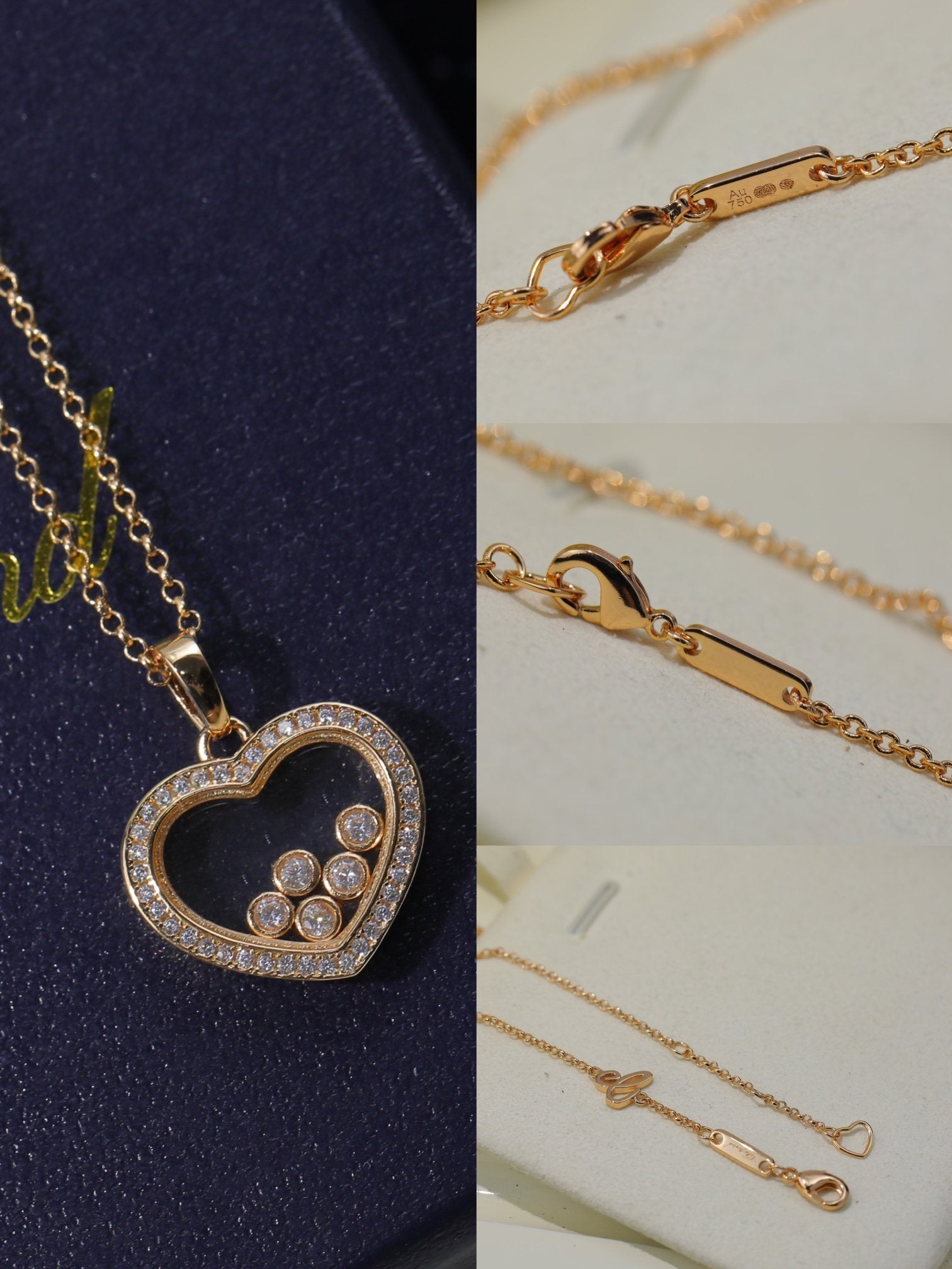 CHOPARD HAPPY HEART NECKLACE PINK GOLD DIAMOND