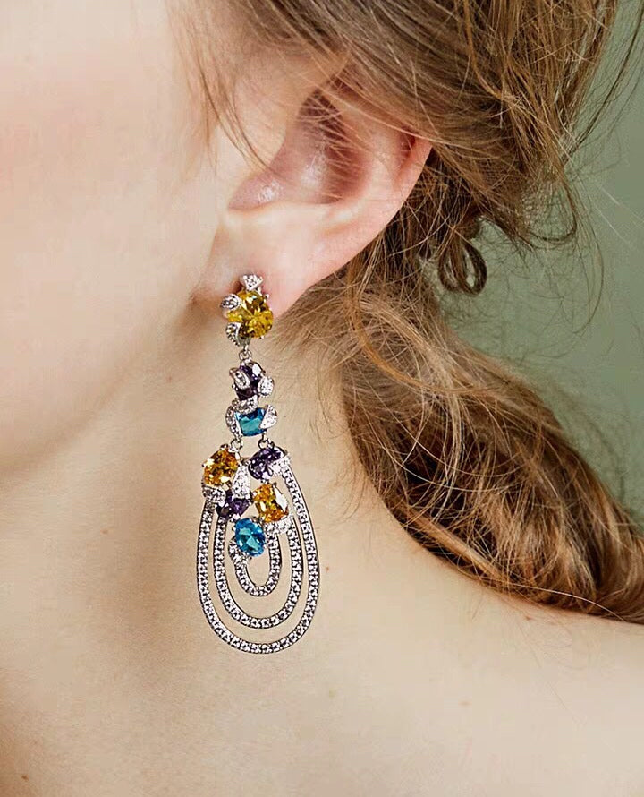 GRAFF GRA MULTICOLOR DIAMOND DROP EARRINGS