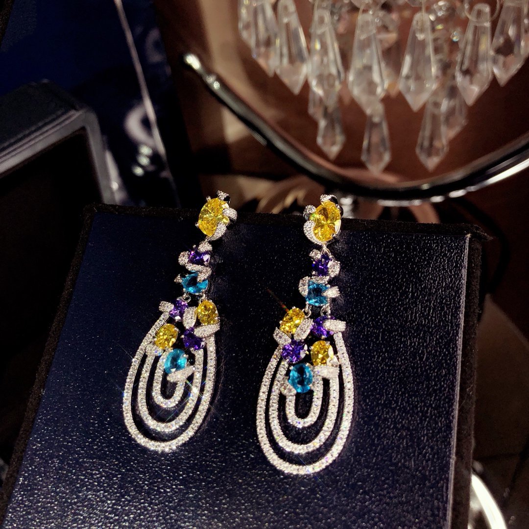 GRAFF GRA MULTICOLOR DIAMOND DROP EARRINGS