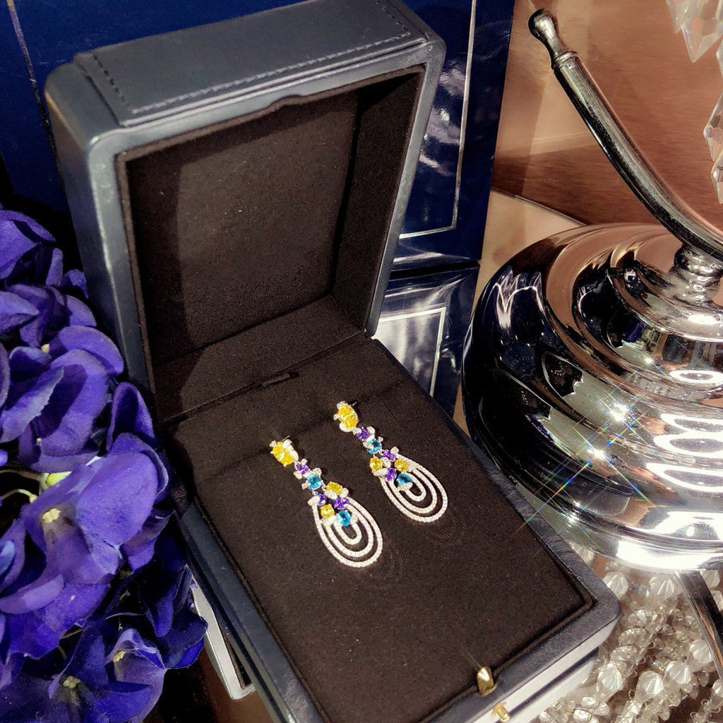 GRAFF GRA MULTICOLOR DIAMOND DROP EARRINGS