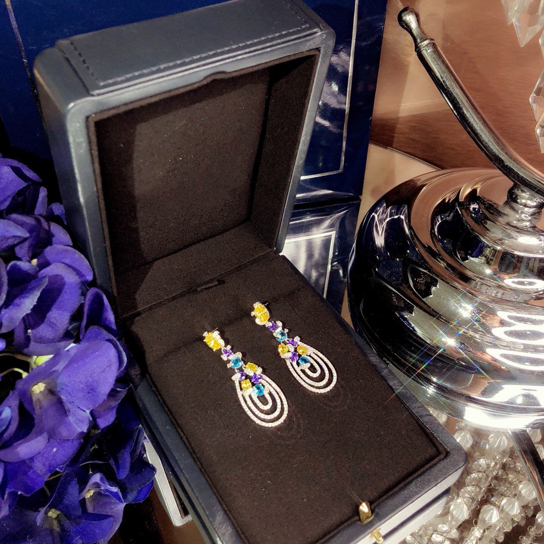 GRAFF GRA MULTICOLOR DIAMOND DROP EARRINGS