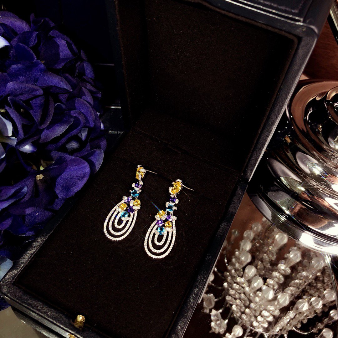 GRAFF GRA MULTICOLOR DIAMOND DROP EARRINGS