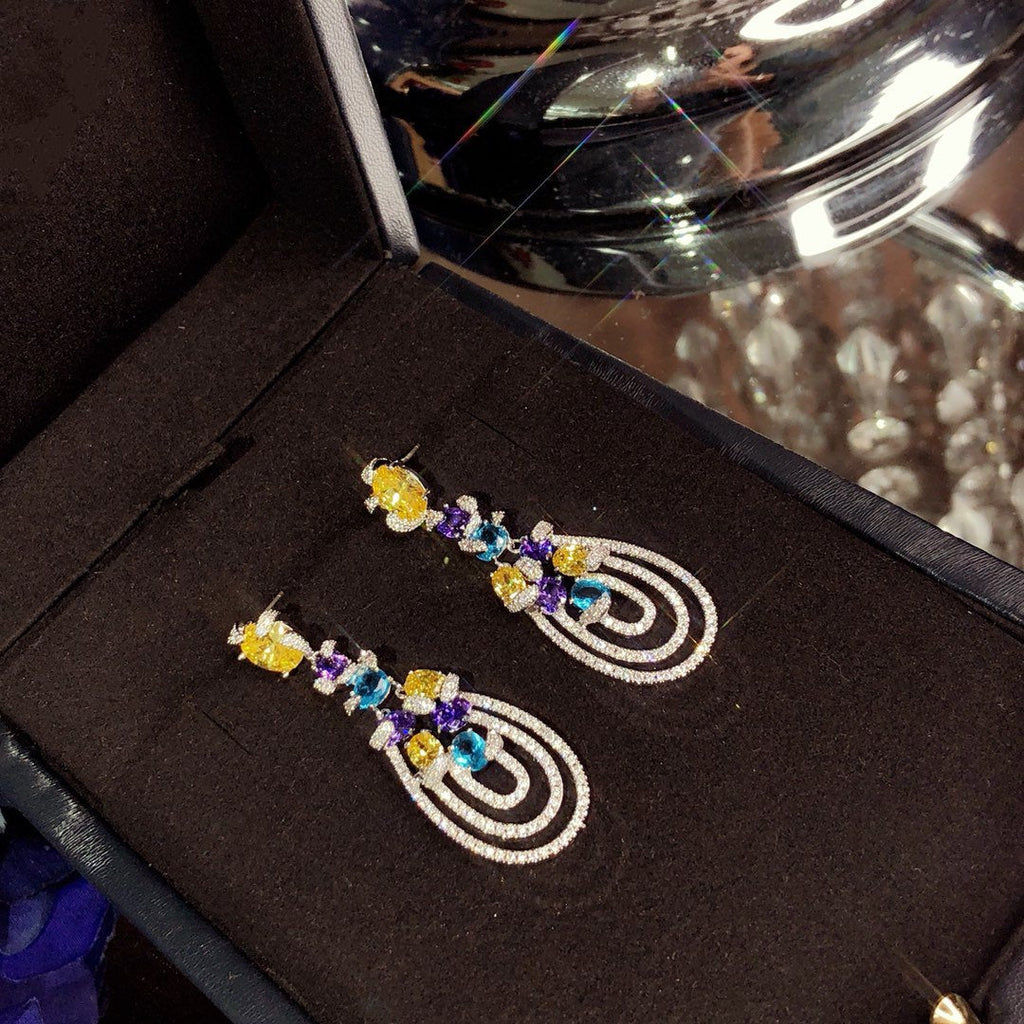 GRAFF GRA MULTICOLOR DIAMOND DROP EARRINGS