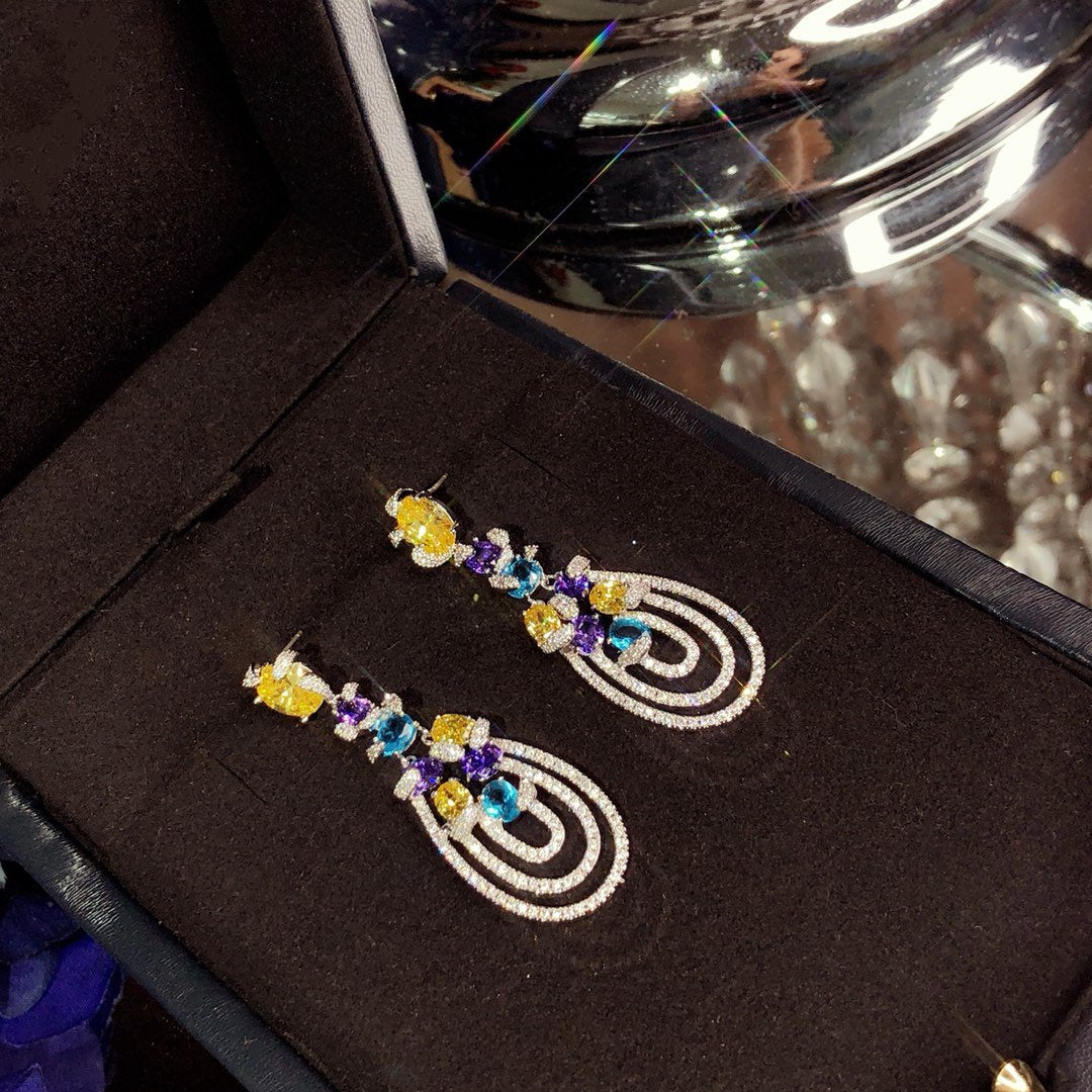 GRAFF GRA MULTICOLOR DIAMOND DROP EARRINGS