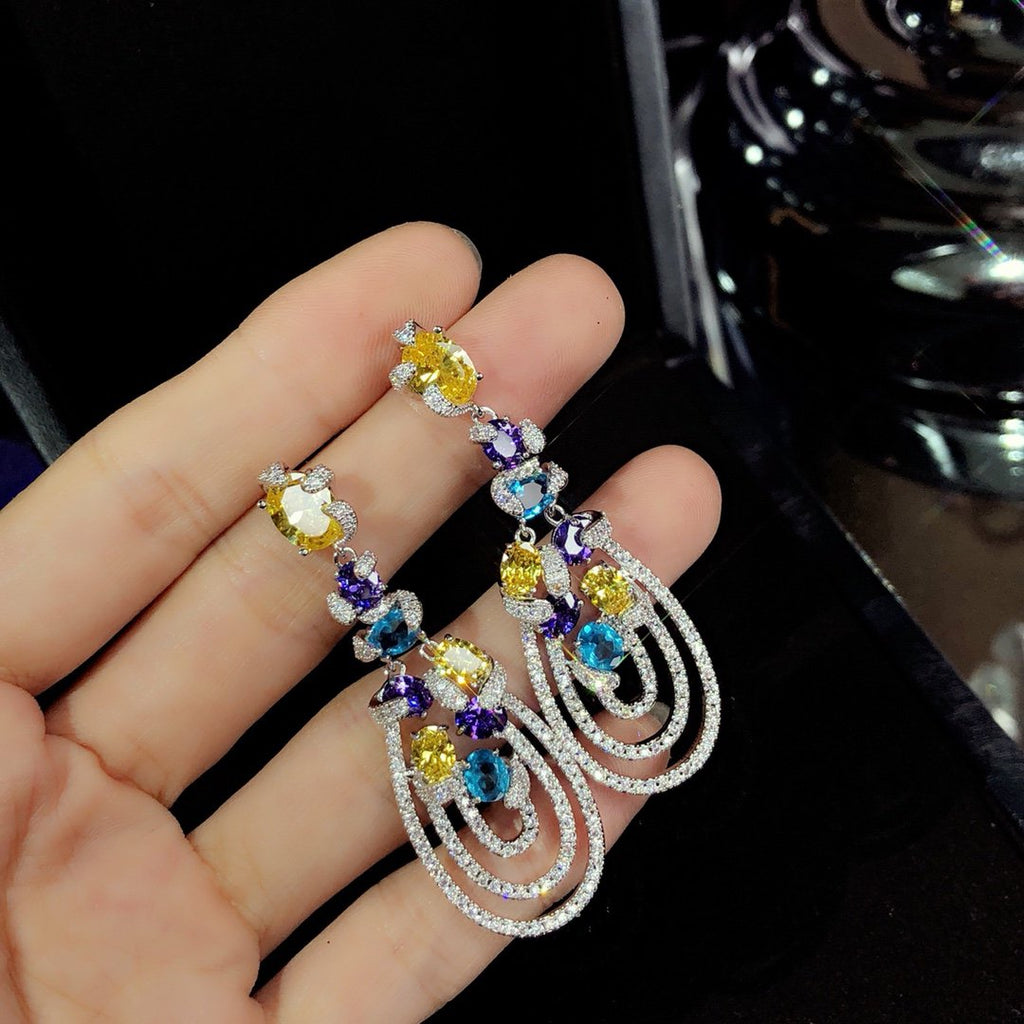 GRAFF GRA MULTICOLOR DIAMOND DROP EARRINGS