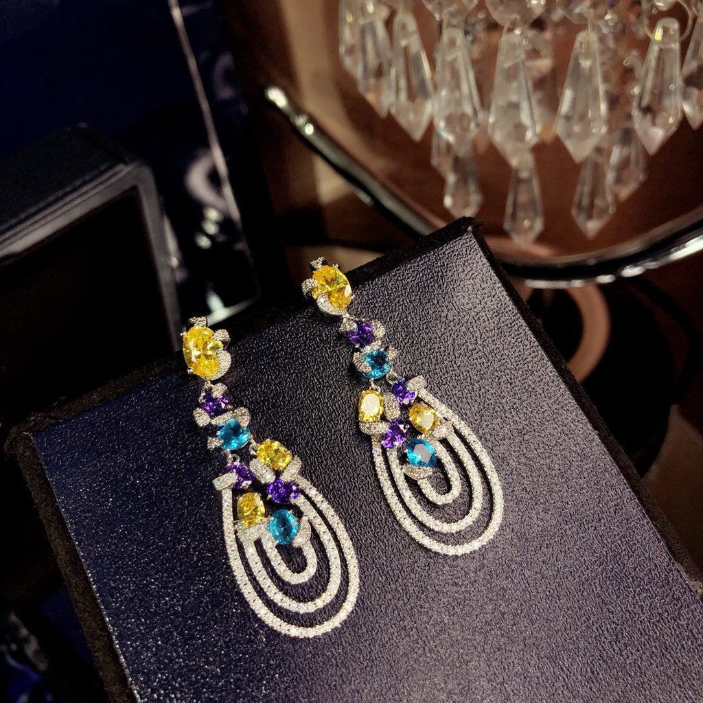 GRAFF GRA MULTICOLOR DIAMOND DROP EARRINGS