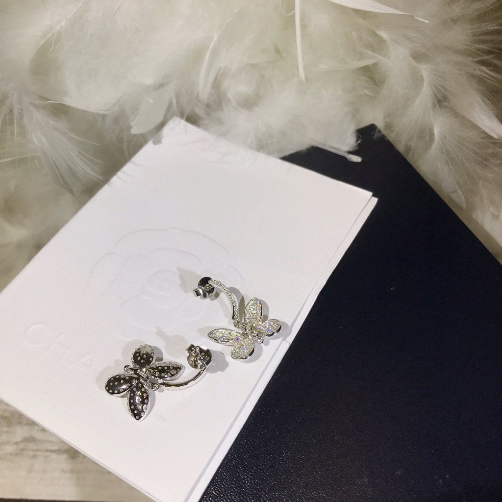 GRAFF BUTTERFLY SILVER DIAMOND EARRINGS