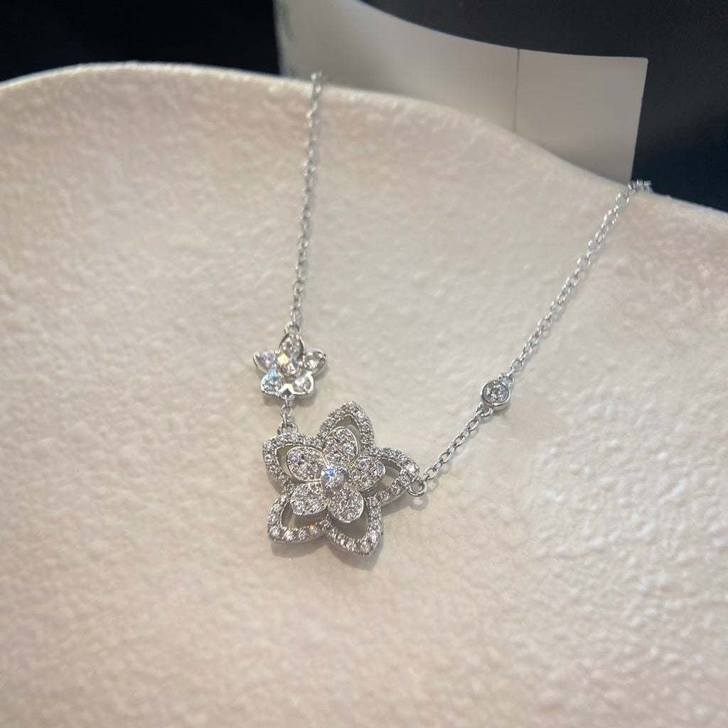 GRAFF WILD FLOWER DOUBLE SILVER DIAMOND NECKLACE