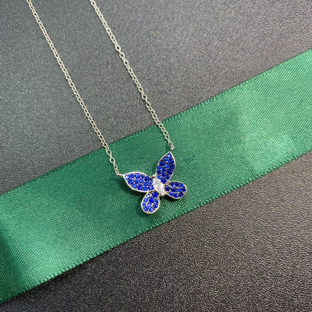 GRAFF BUTTERFLY BLUE DIAMOND PAVED NECKLACE