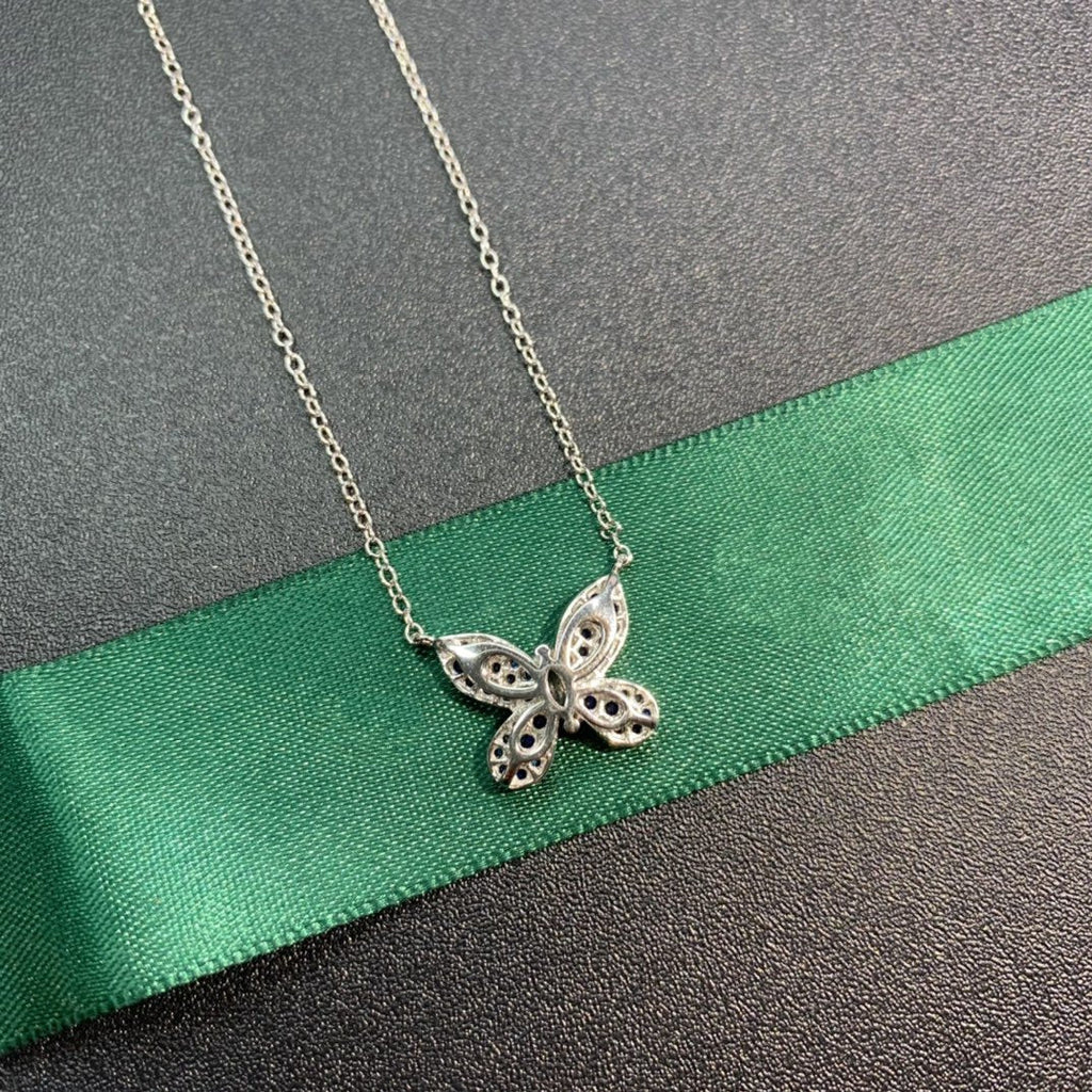 GRAFF BUTTERFLY BLUE DIAMOND PAVED NECKLACE