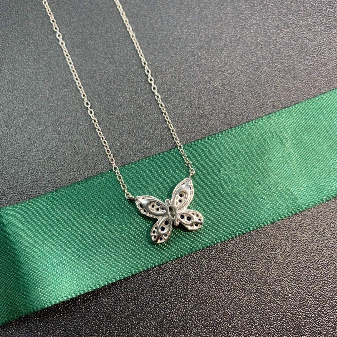 GRAFF BUTTERFLY BLUE DIAMOND PAVED NECKLACE