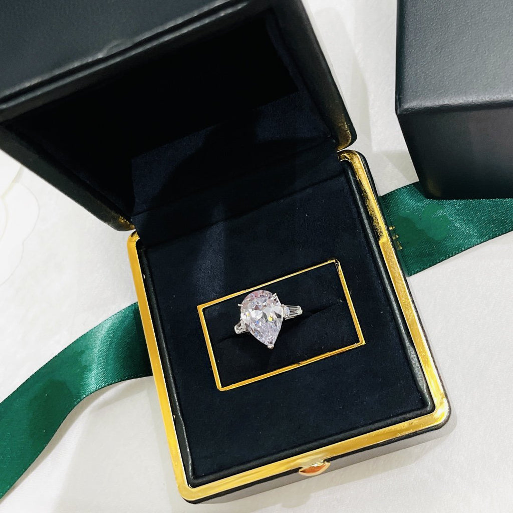GRAFF PROMISE PEAR SHAPE SILVER DIAMOND ENGAGEMENT RING