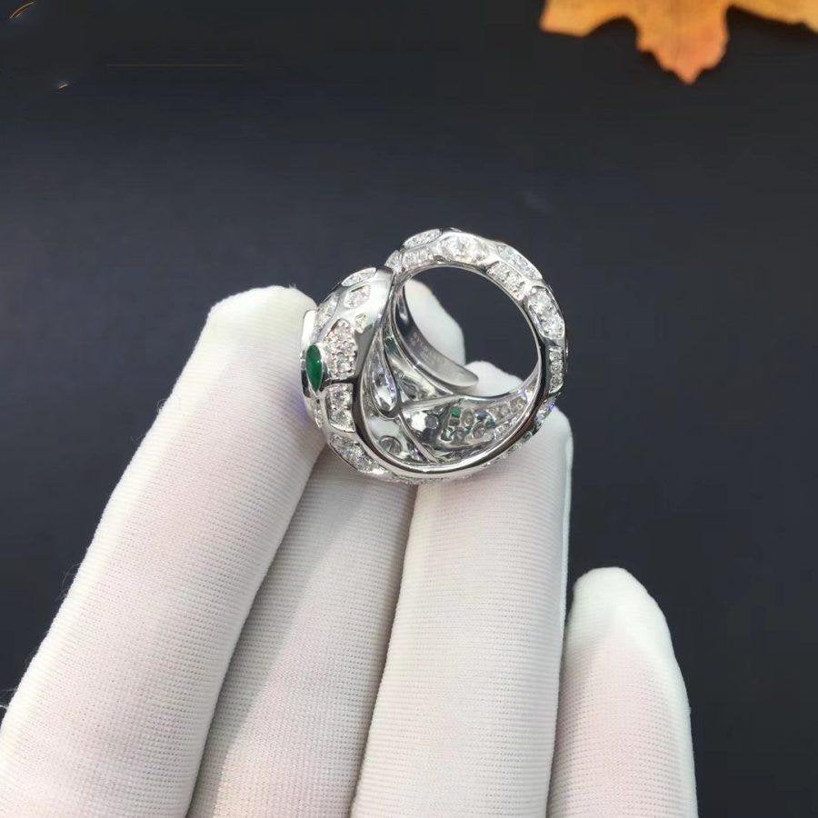 Bvlgari SERPENTI RING AGATE SILVER DIAMOND SNAKE