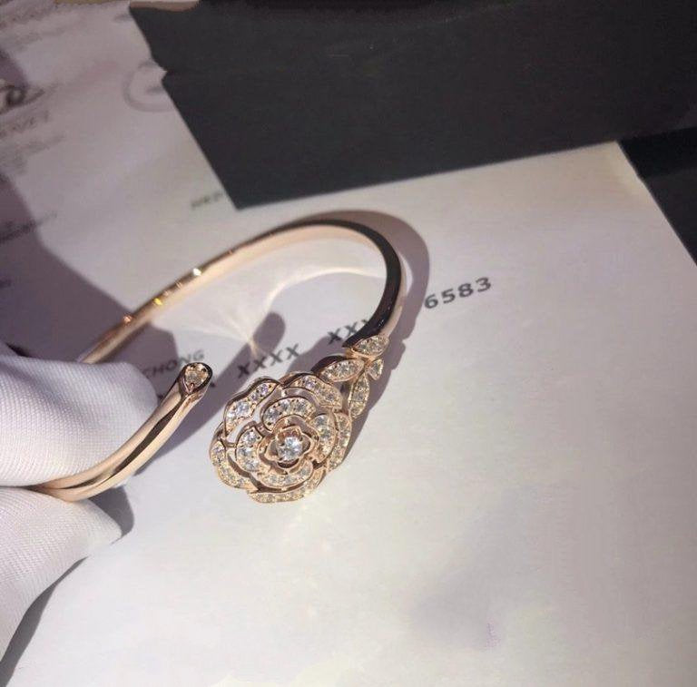 GUCCI BOUTON DE CAMELIA BRACELET PINK GOLD DIAMOND