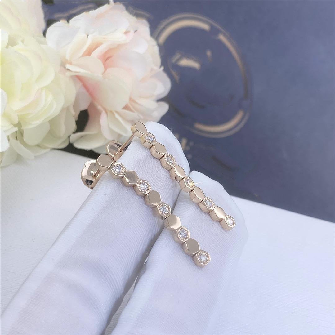 CHAUMET BEE LOVE PINK GOLD DIAMOND LONG EARRINGS