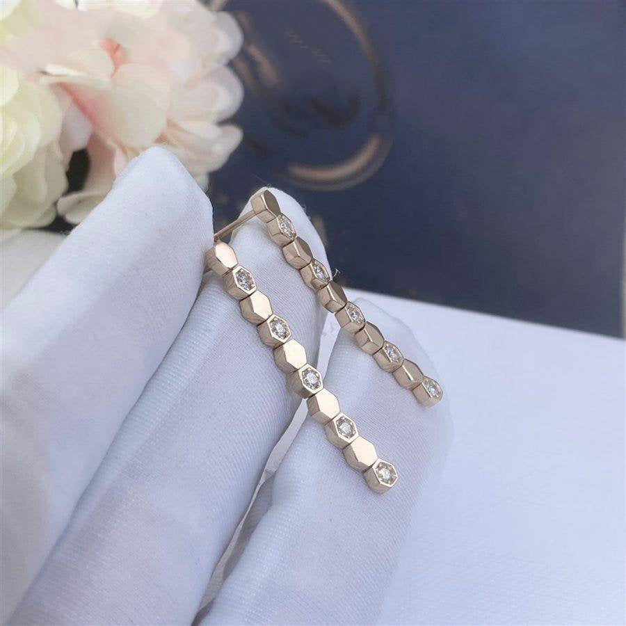 CHAUMET BEE LOVE PINK GOLD DIAMOND LONG EARRINGS