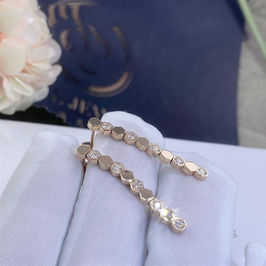 CHAUMET BEE LOVE PINK GOLD DIAMOND LONG EARRINGS