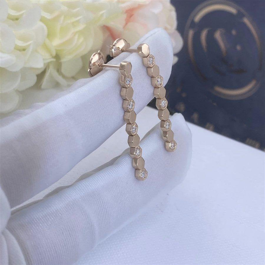 CHAUMET BEE LOVE PINK GOLD DIAMOND LONG EARRINGS