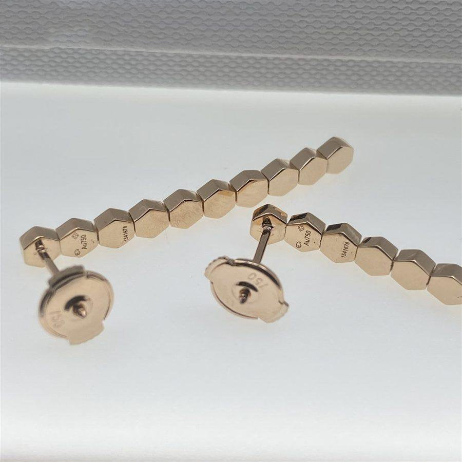 CHAUMET BEE LOVE PINK GOLD DIAMOND LONG EARRINGS
