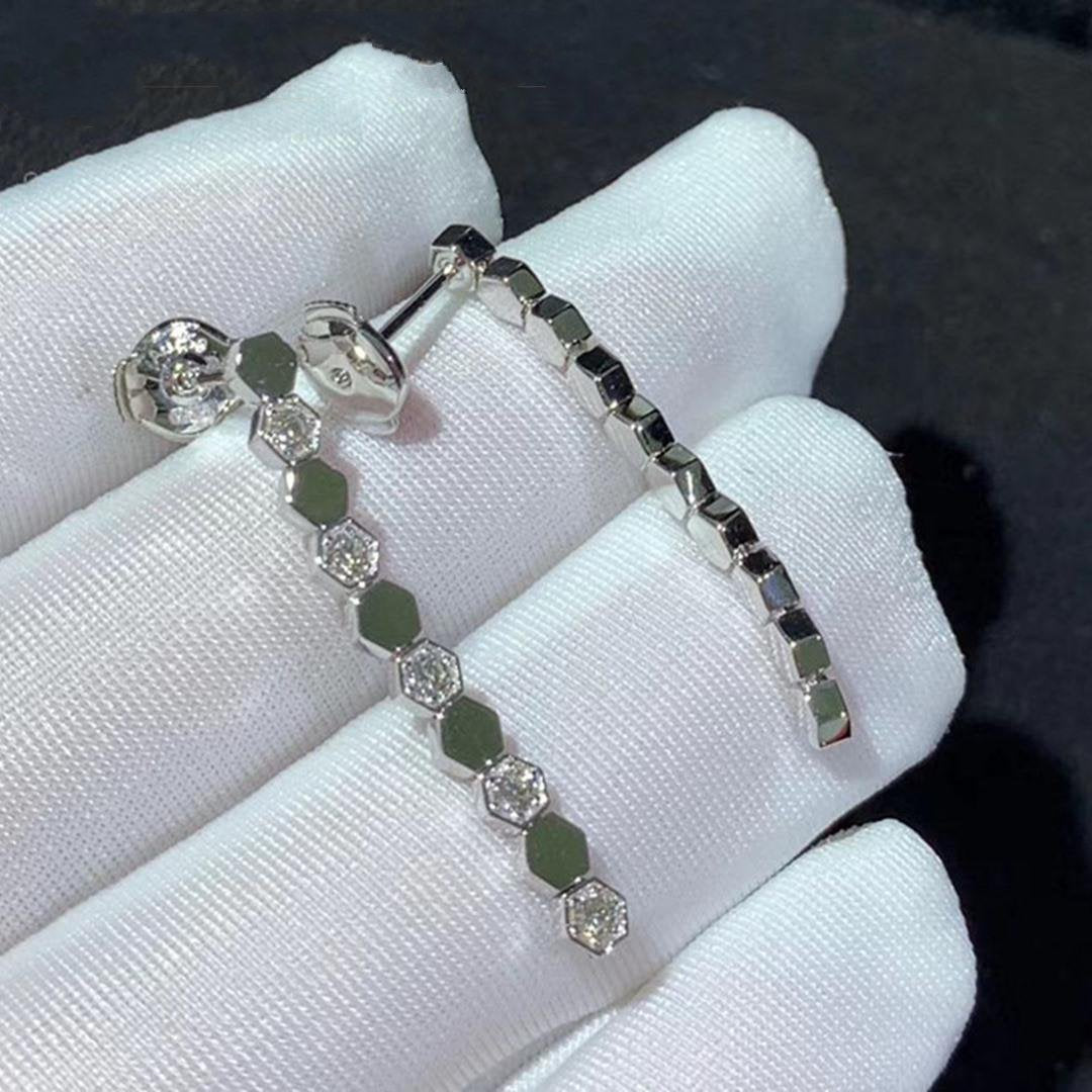 CHAUMET BEE LOVE SILVER DIAMOND LONG EARRINGS