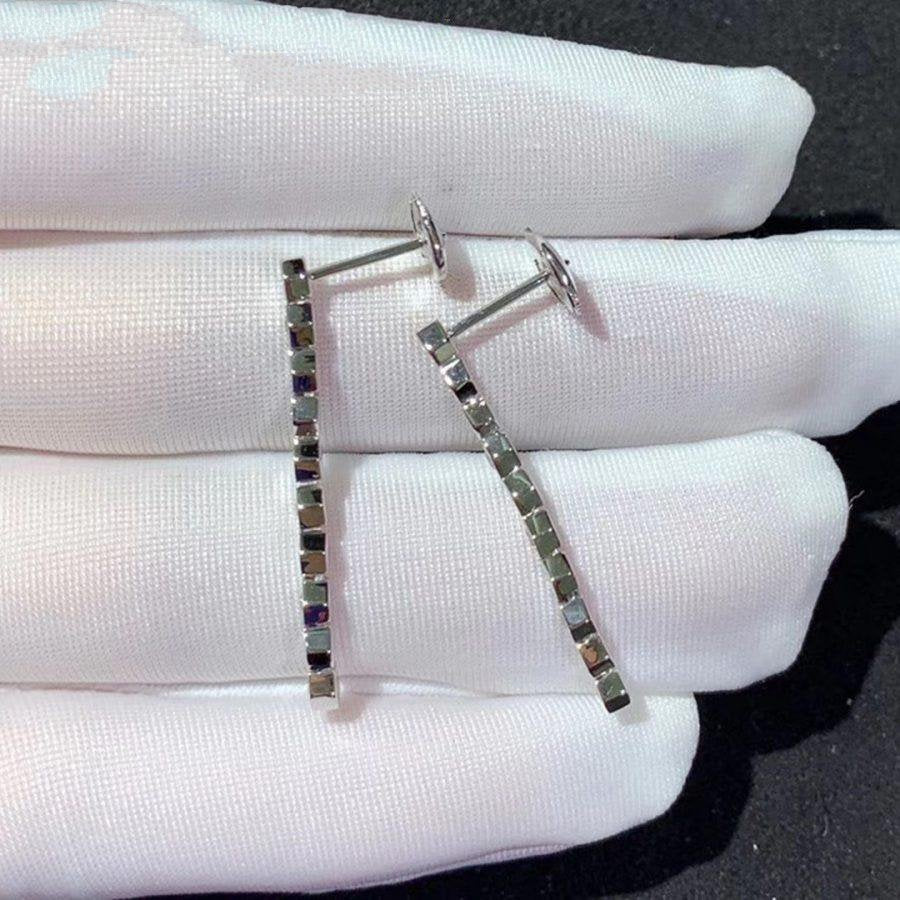 CHAUMET BEE LOVE SILVER DIAMOND LONG EARRINGS