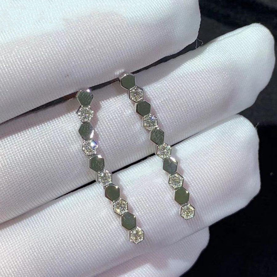 CHAUMET BEE LOVE SILVER DIAMOND LONG EARRINGS