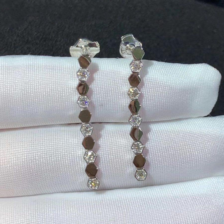 CHAUMET BEE LOVE SILVER DIAMOND LONG EARRINGS