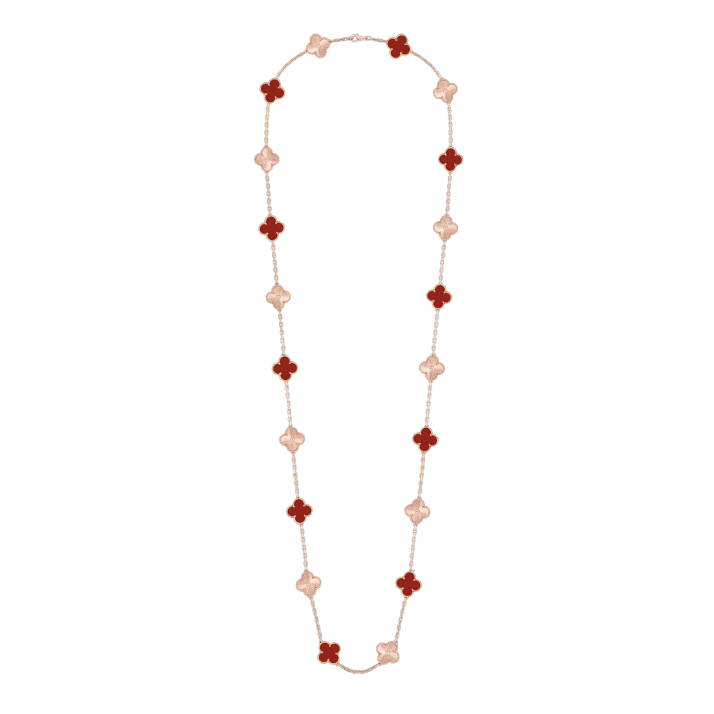 Van Cleef & Arpels CLOVER 20 MOTIF CARNELIAN 86CM NECKLACE