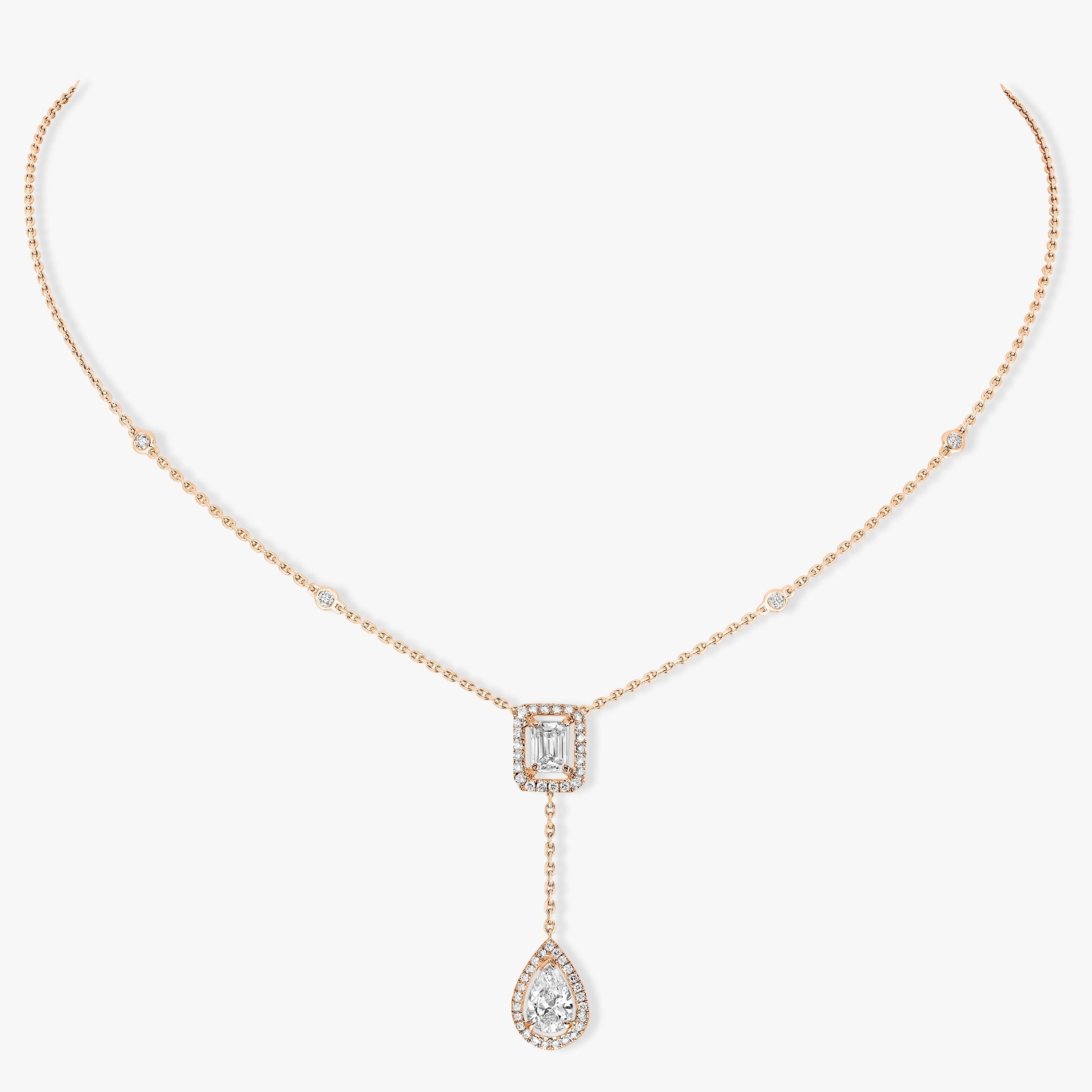 MESSIKA MY TWIN DIAMOND PINK GOLD TIE NECKLACE