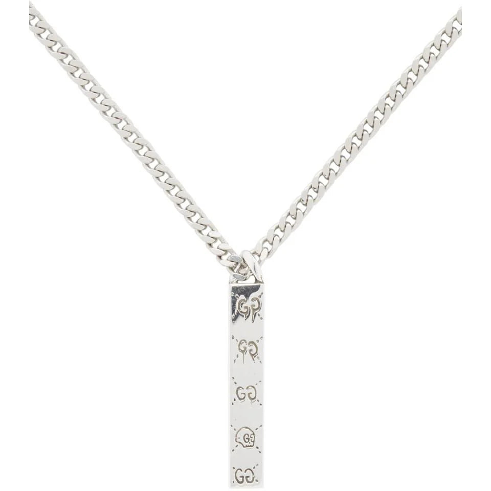 GUCCI STERLING SILVER GHOST BAR PENDANT