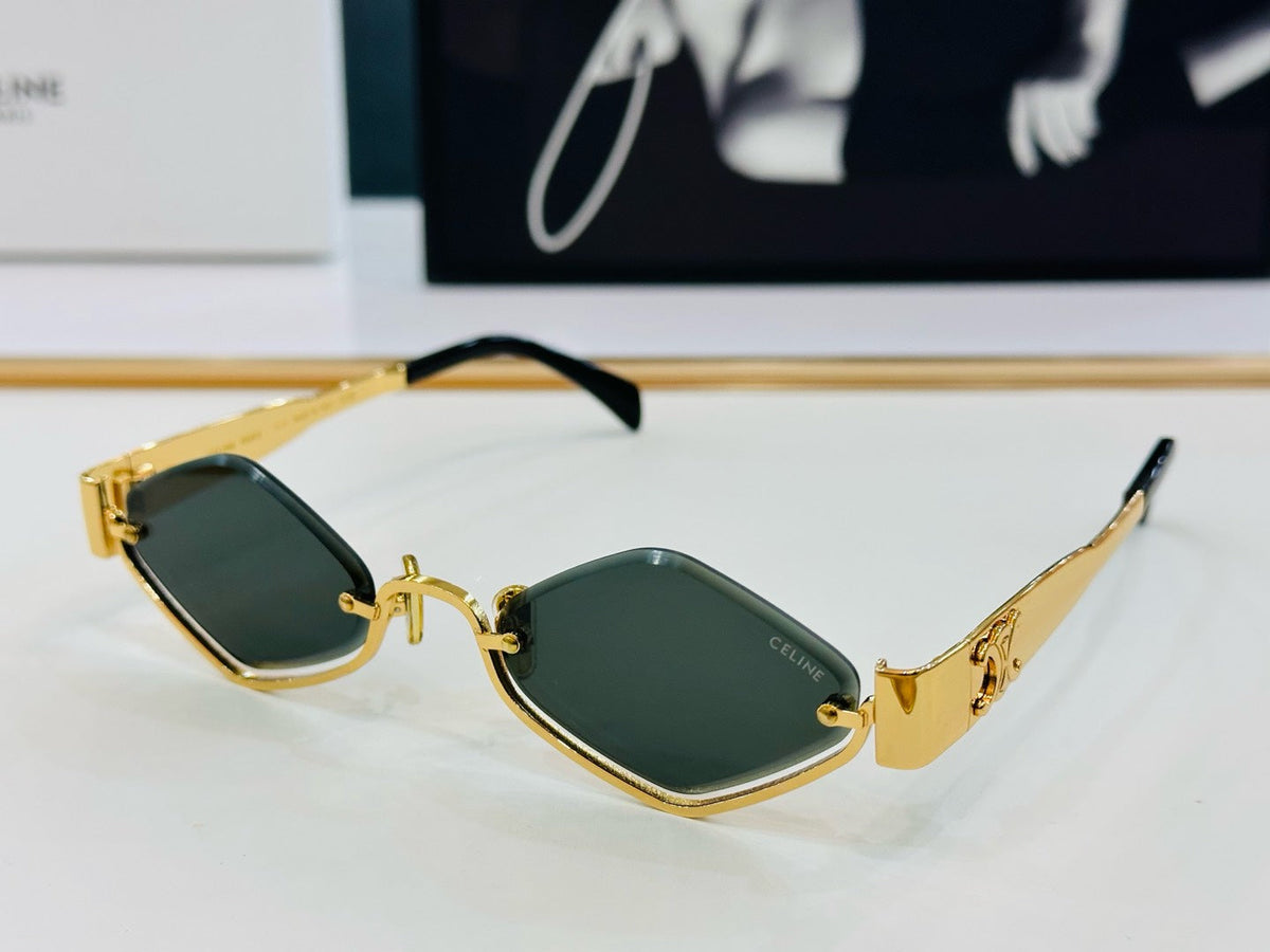 CELINE TRIOMPHE SEMI RIMLESS SUNGLASSES CL42117U IN METAL OCTAGON LENSES