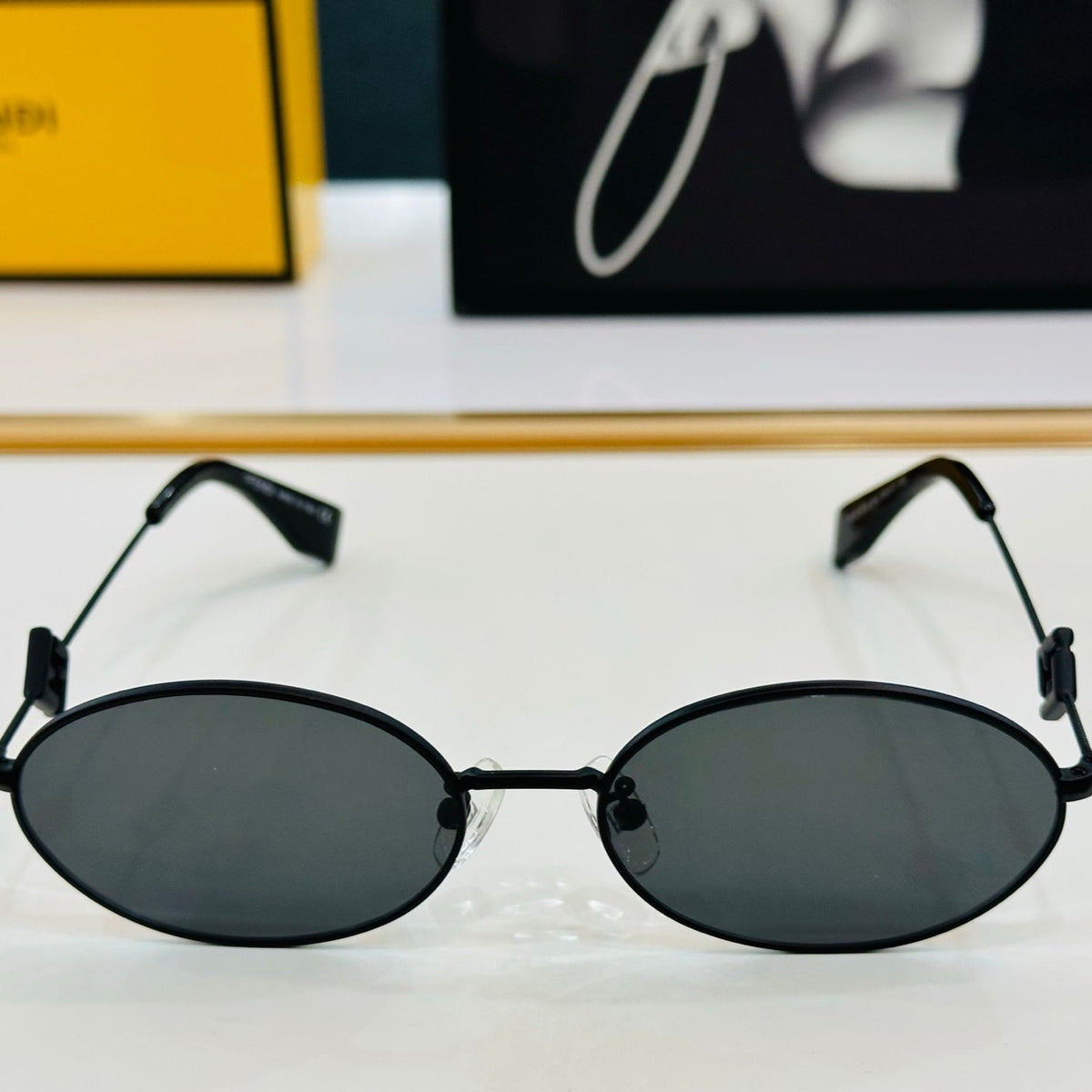 FENDI FIRST CRYSTAL OVAL FRAME SUNGLASSES E40151 IN METAL