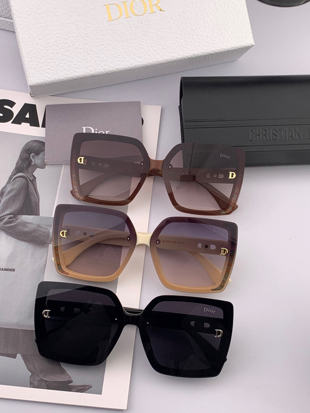 DIOR MONTAIGNE SUNGLASSES D2302 IN ACETATE EMBOSSED LOGO