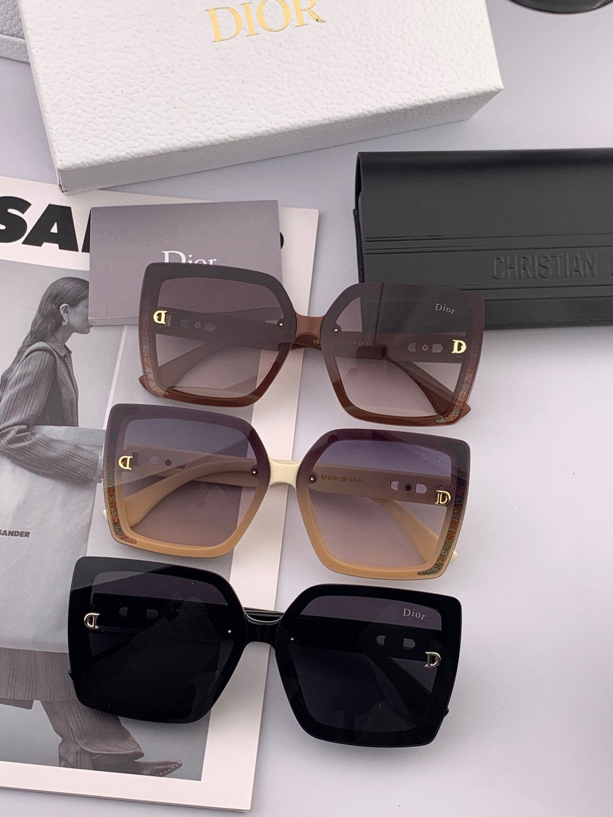 DIOR MONTAIGNE SUNGLASSES D2302 IN ACETATE EMBOSSED LOGO