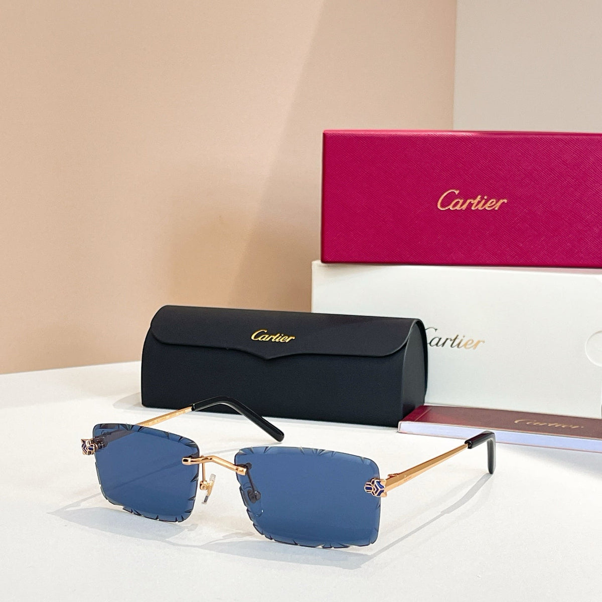 CARTIER RIMLESS RECTANGULAR FRAME SUNGLASSES 578359 IN METAL