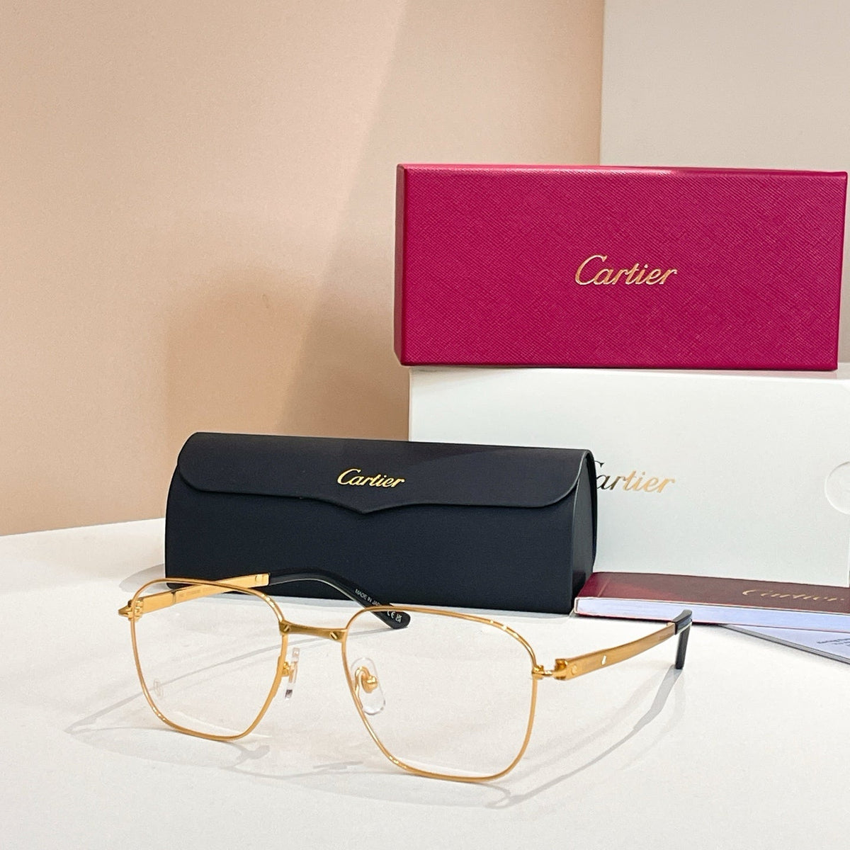 CARTIER SANTOS SQUARE FRAME SUNGLASSES CT0553O IN METAL