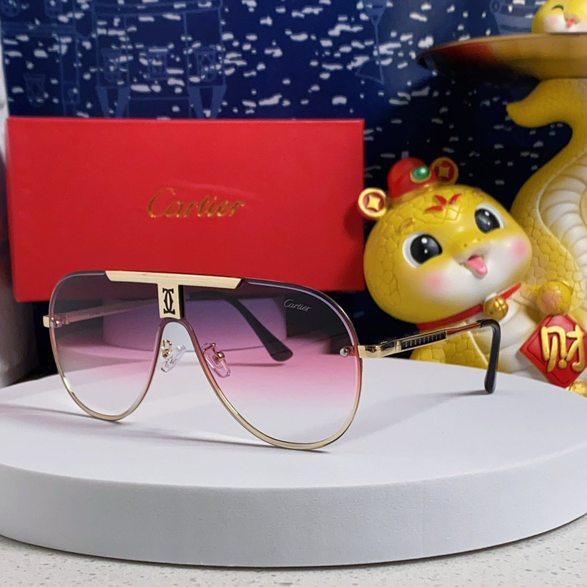 CARTIER SIGNATURE AVIATOR FRAME SUNGLASSES 563238 IN METAL