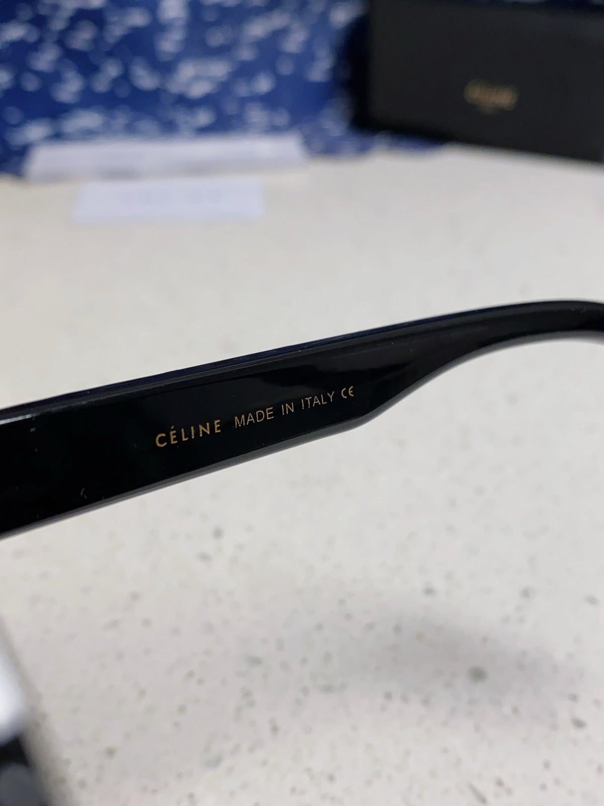 CELINE TRIOMPHE SUNGLASSES 538534 IN BLACK ACETATE