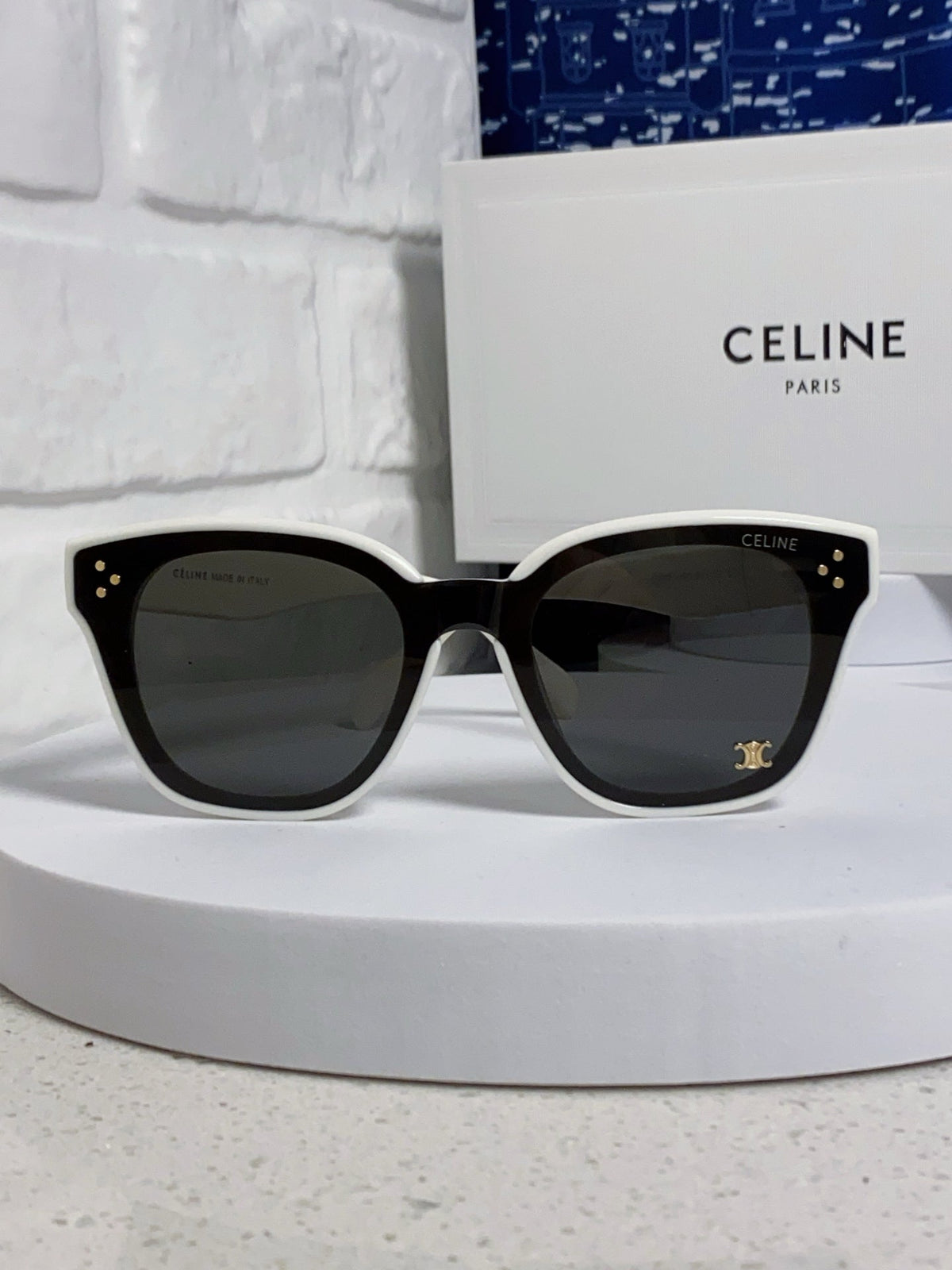 CELINE SQUARE SUNGLASSES 575842 IN WHITE ACETATE