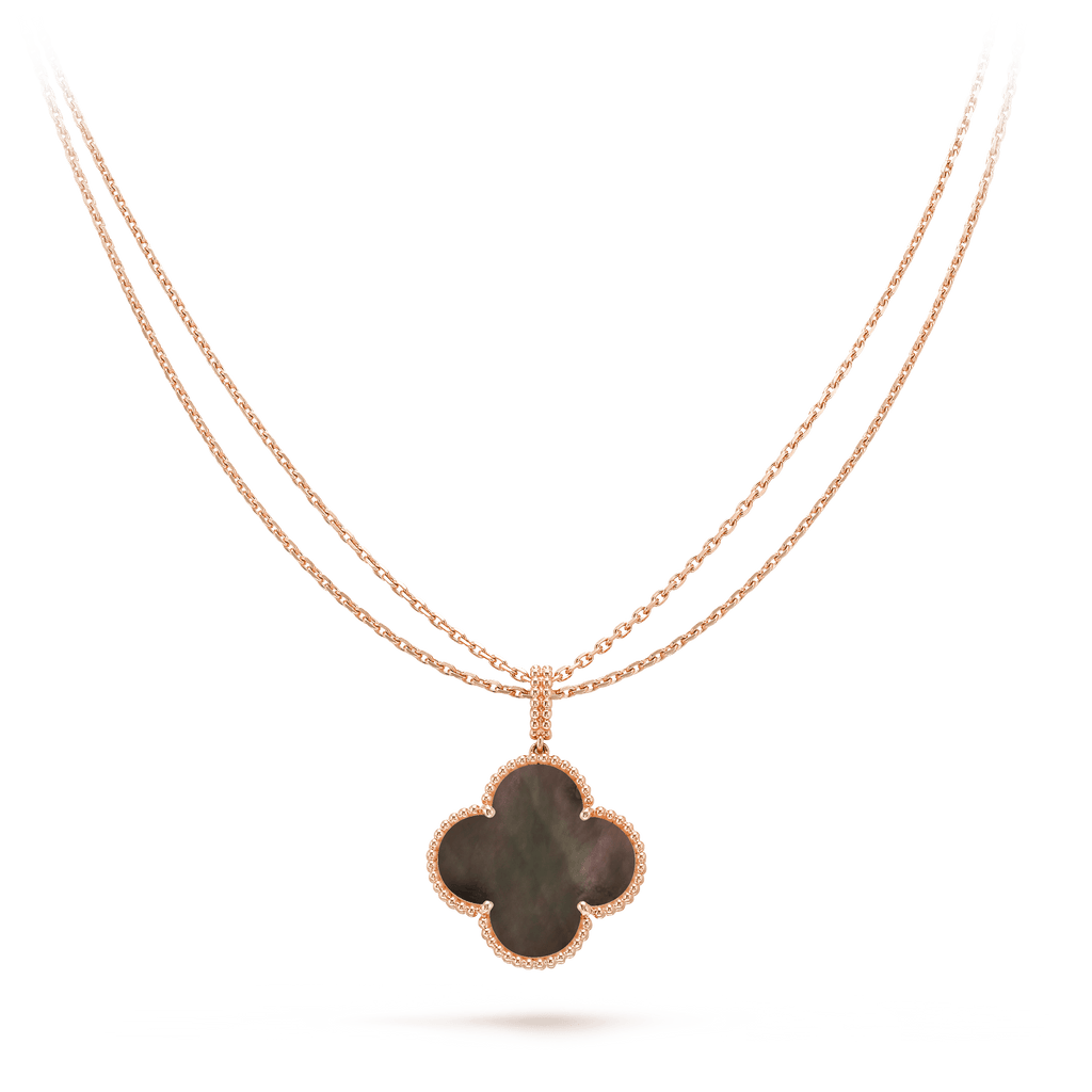 Van Cleef & Arpels CLOVER GOLD DARK MOP BIG CLOVER NECKLACE