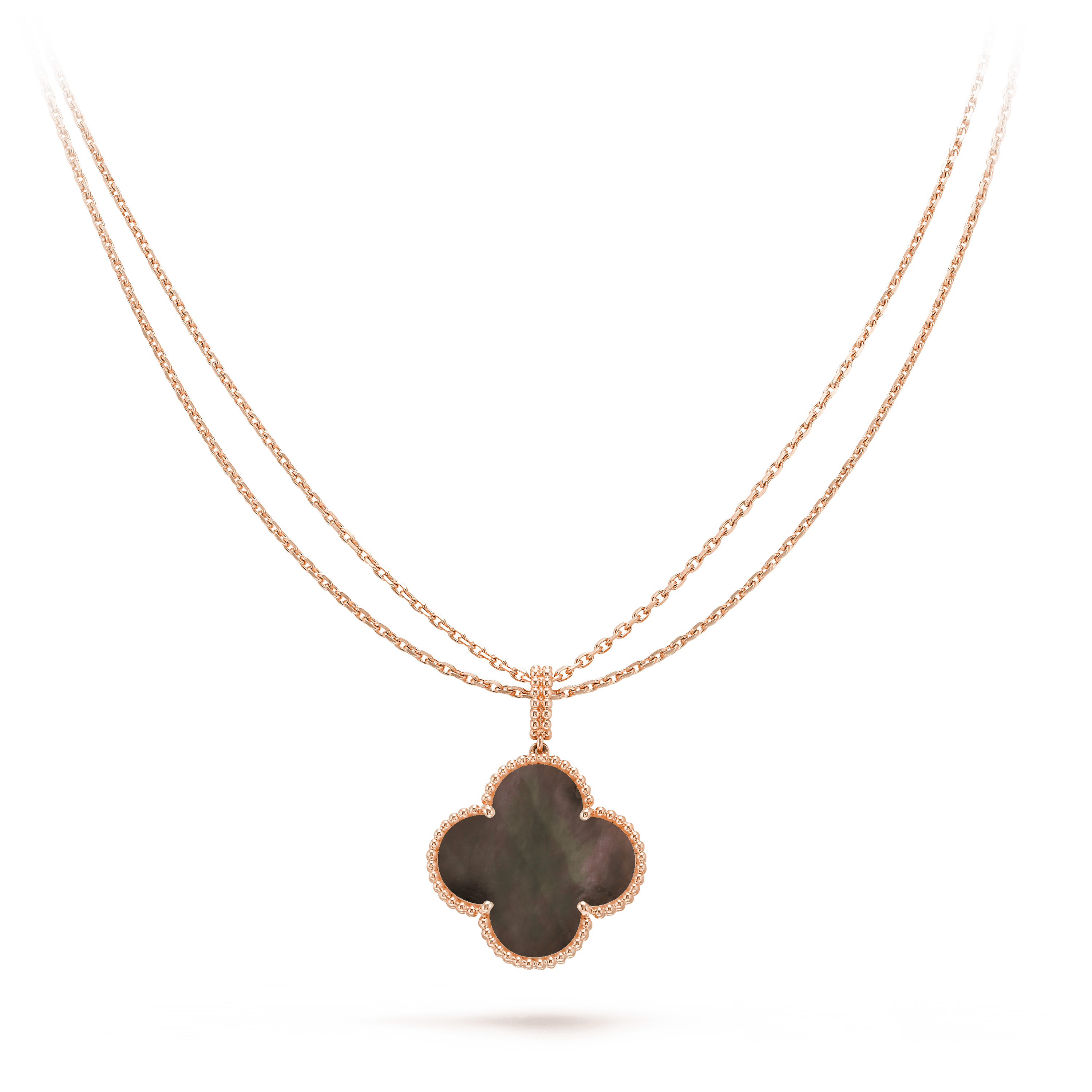 Van Cleef & Arpels CLOVER GOLD DARK MOP BIG CLOVER NECKLACE
