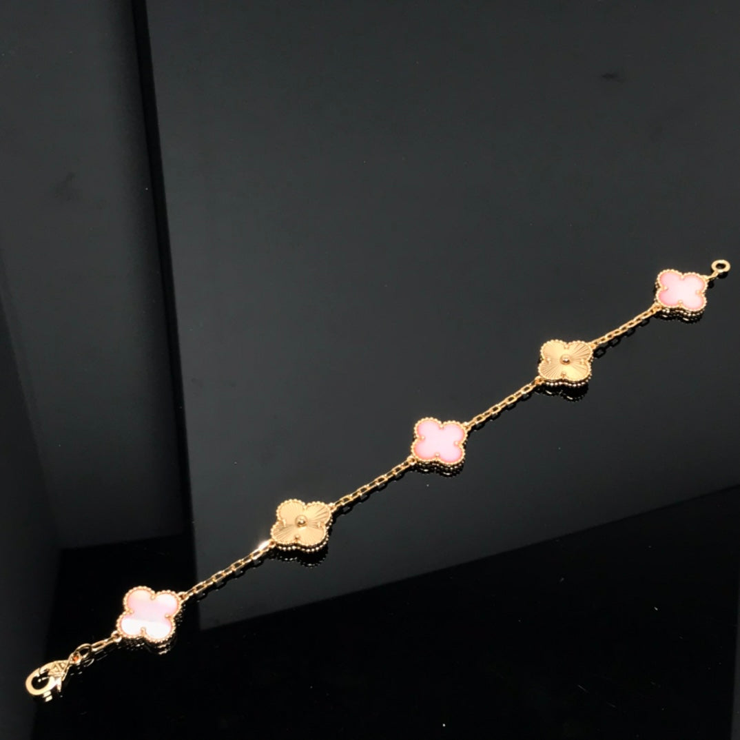 Van Cleef & Arpels CLOVER BRACELET 5 MOTIF PINK AND PINK GOLD