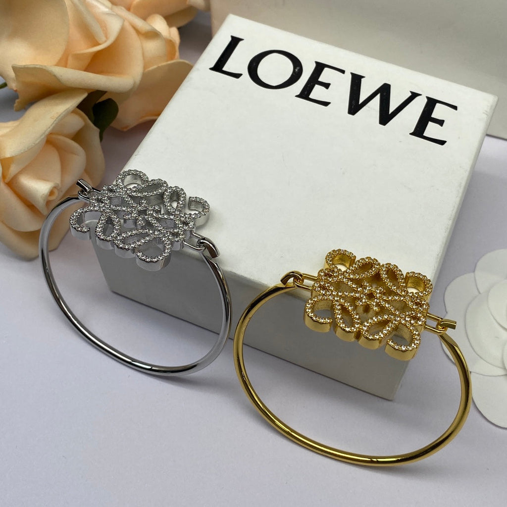 LOEWE ANAGRAM PAVED OPEN BRACELET
