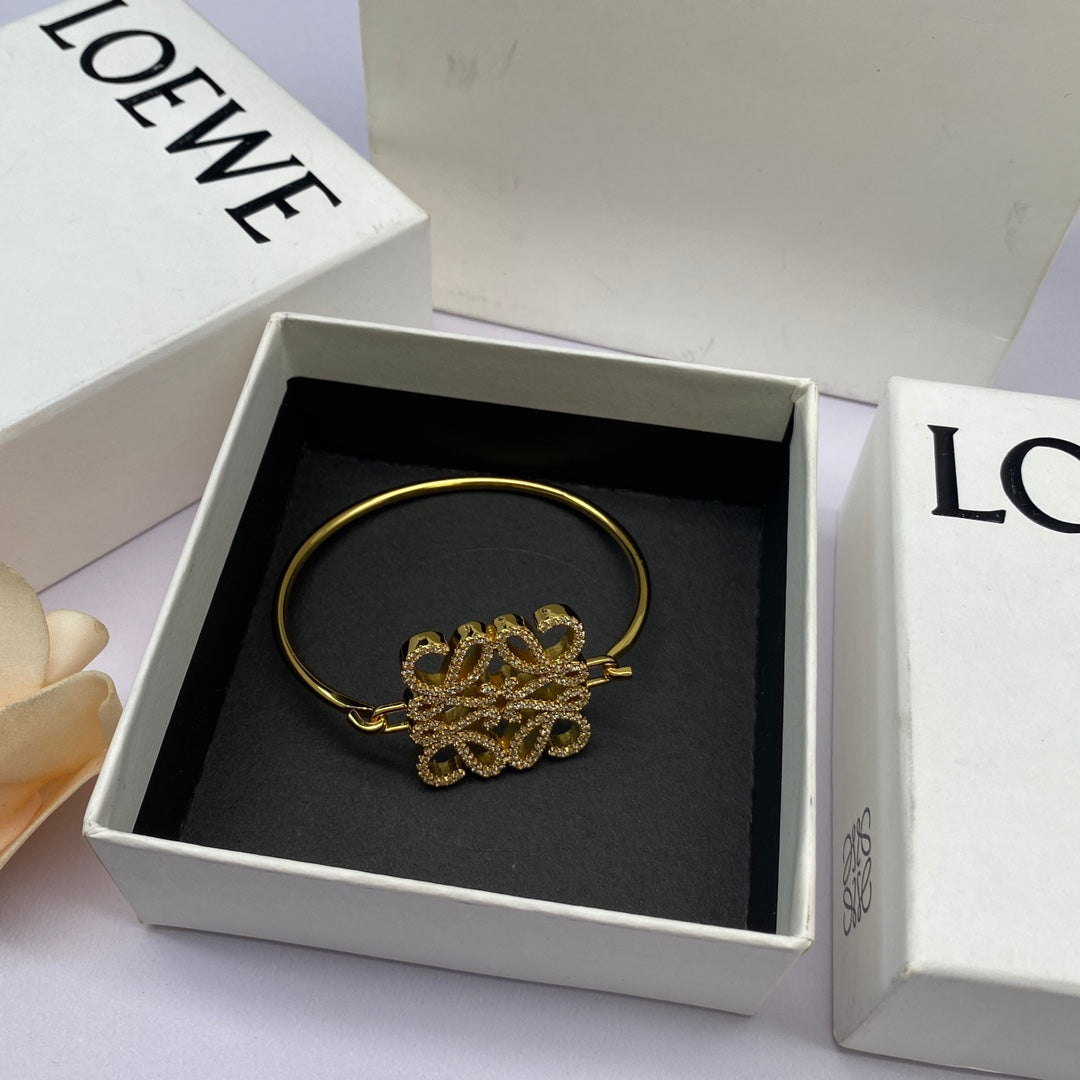 LOEWE ANAGRAM PAVED OPEN BRACELET